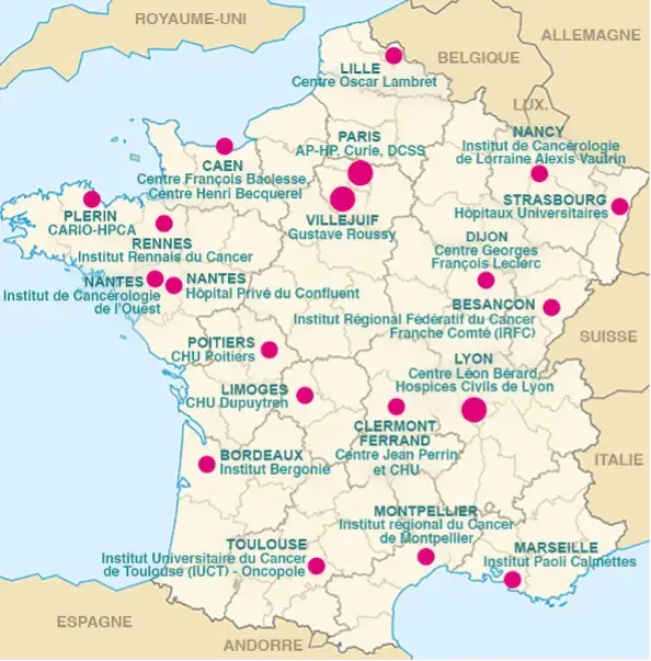 carte de france des centres régionaux